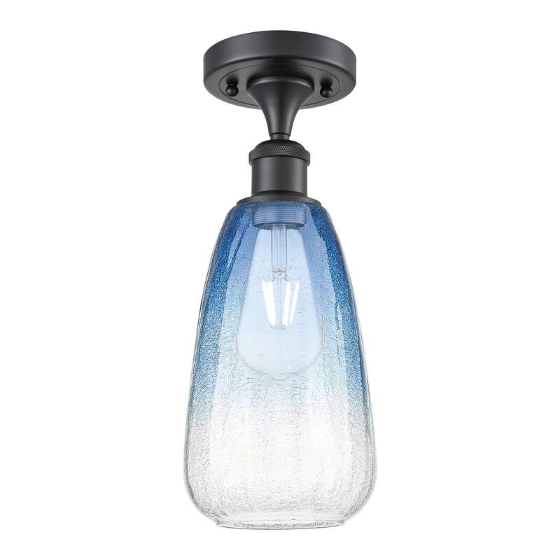 Innovations Lighting 516-1C-14-6 Brookhaven Almond Semi-Flush - Matte Black / Sapphire Blue