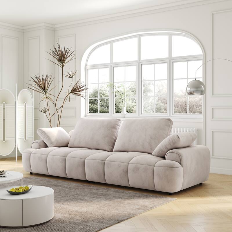 Spacious 3-Seat Suede Couch - Modern Sofa with Eucalyptus Frame, Easy Assembly, Perfect for Living Room