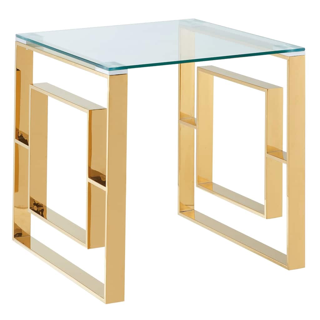 Glass Top Accent Table - 21.75" - Gold and Clear