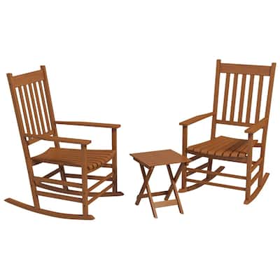 Poplar Rocking Chair Set with Side Table Outdoor - 27.25" W x 33.75" D x 45.25" H