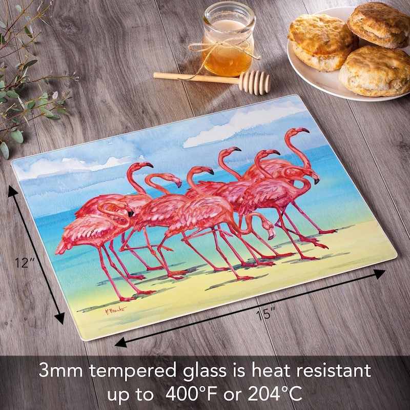 Flamingo Horizon 3mm Heat Tolerant Tempered Glass Cutting Board 15” x 12” Manufactured in the USA Dishwasher Safe