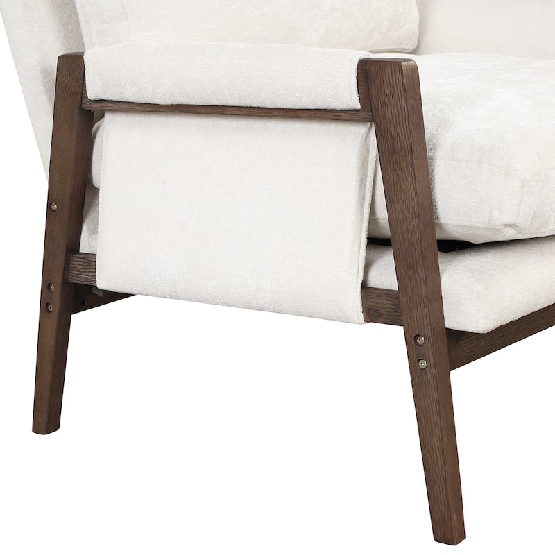 Roomfitters Mid-Century Modern Accent Chair, Velvet Upholstery with Solid Wood Frame and Plush Cushion, Ideal for Living Room
