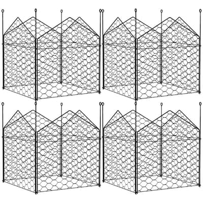 4 Black Steel Wire Garden Crop Cages Fence Panel for Protect Vegetables from Wildlife - 11.75" W x 11.75" D x 13.75"