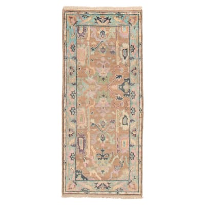 ECARPETGALLERY Hand-knotted Modern Oushak Tan Wool Rug - 2'6 x 5'10