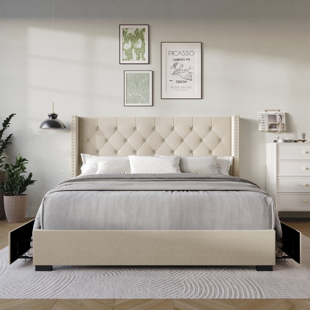 Greeley Tufted Upholstered Storage Platform Bed
