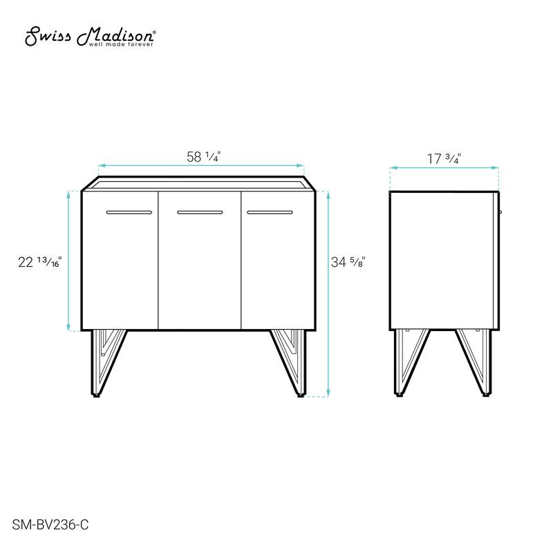Annecy 60 Brushed Grey Bathroom Vanity Cabinet Only (Sm-Bv236)