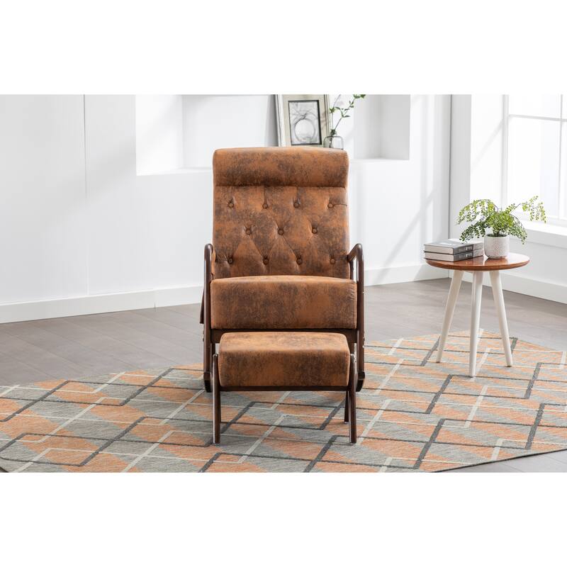 Rocking Chair With Ottoman Modern Upholstered Fabric Rocking Armchair