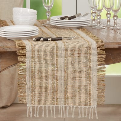 Natural Table Runner With Asiatic Grass Design