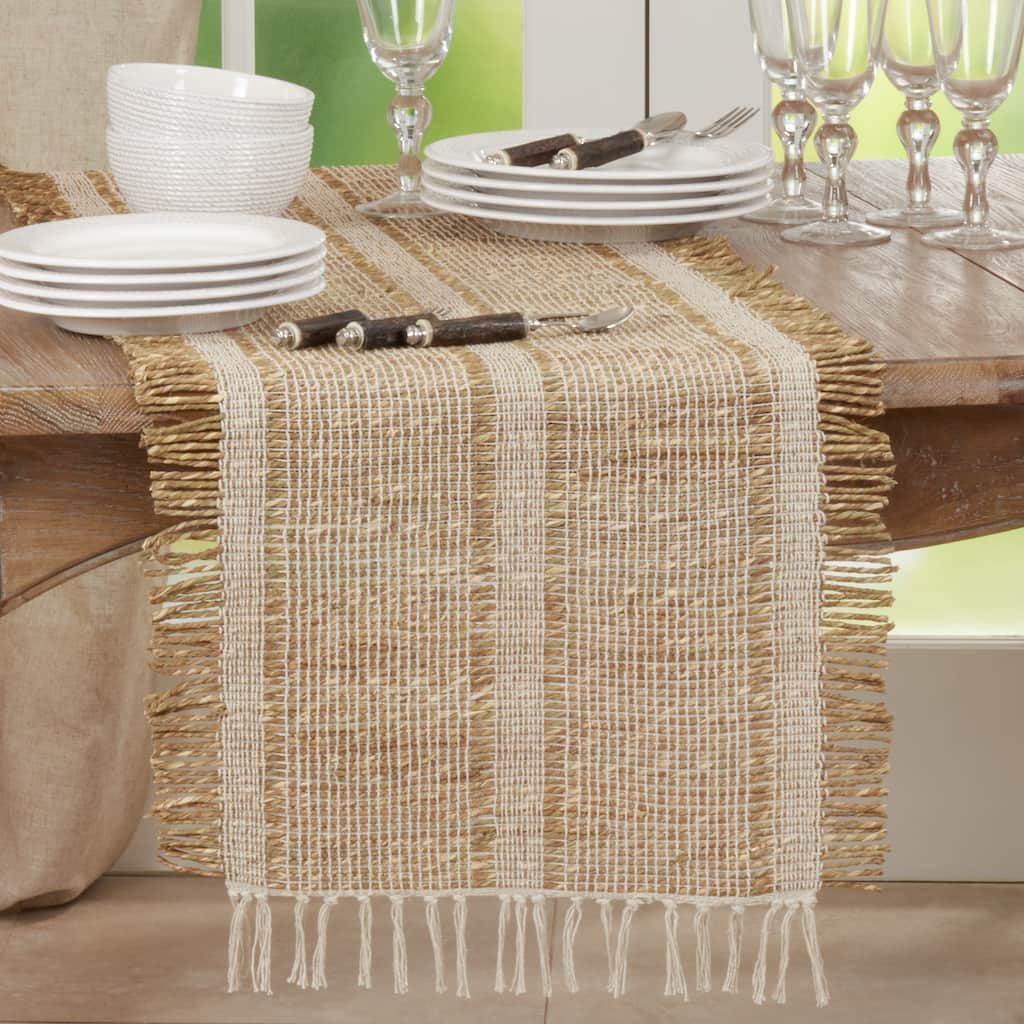Natural Table Runner With Asiatic Grass Design