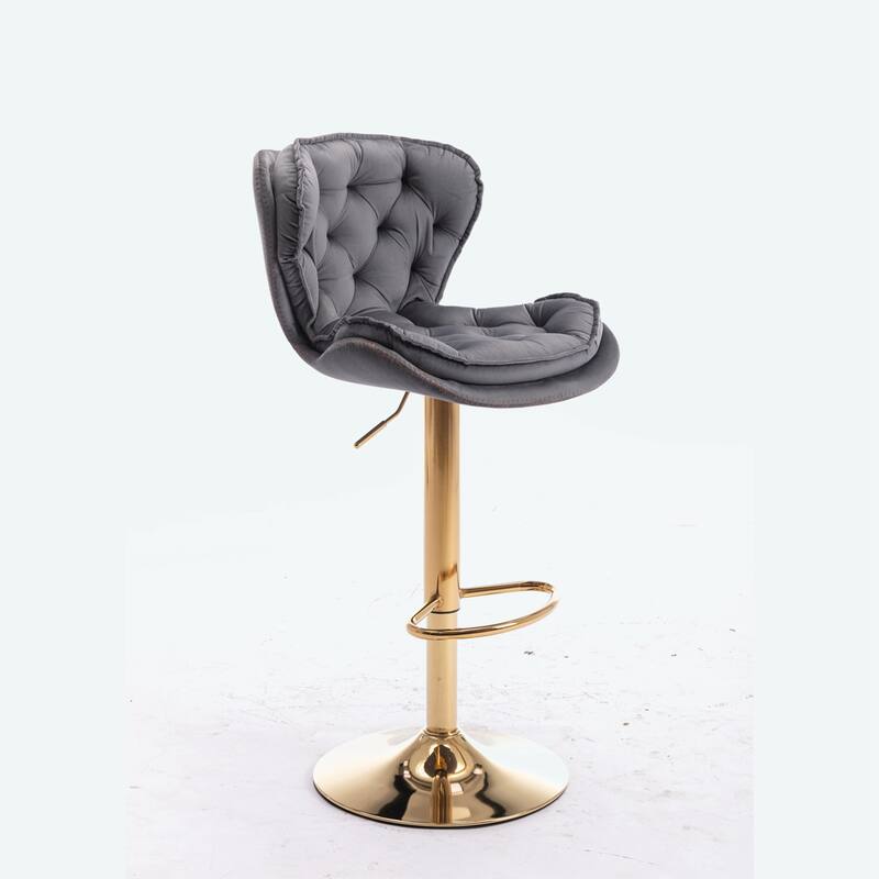 Set of 2 Bar Stools With Golden Base