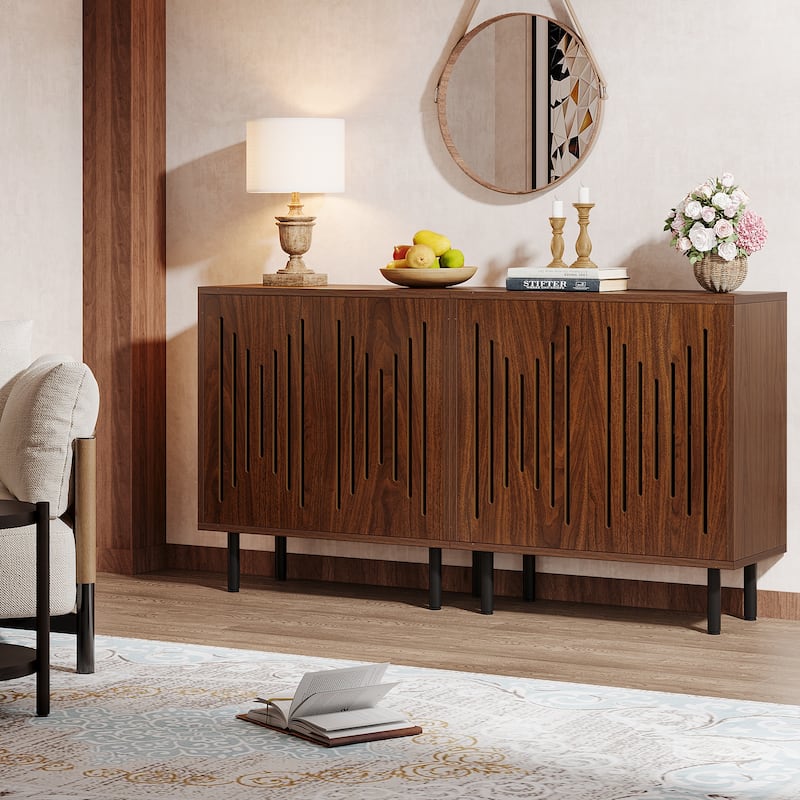 Sideboard Buffet Cabinet with Doors & Adjustable Shelves (Set of 2)