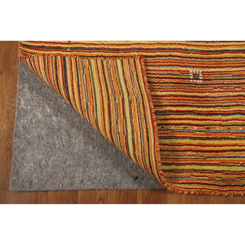 Hand Knotted Oriental 100% Wool Carpet Tribal Stripe Multi-Colored Gabbeh Area Rug - 7' 9'' X 5' 4''