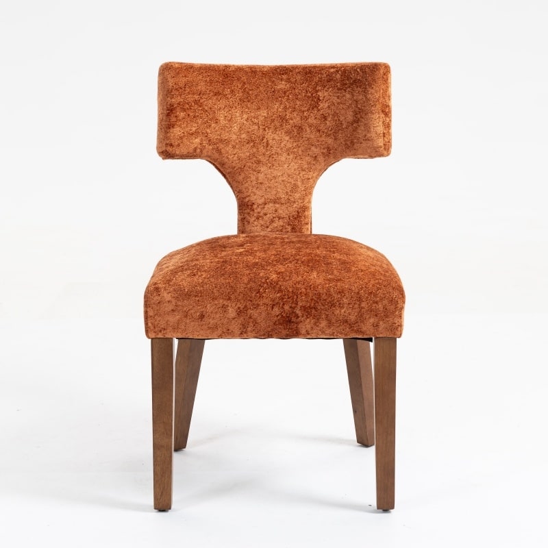 Side Chair Vanity Chair Office Chair Upholstered Chair Orange Leisure Chair Lounge Chair Coffee Chair with Wood Legs