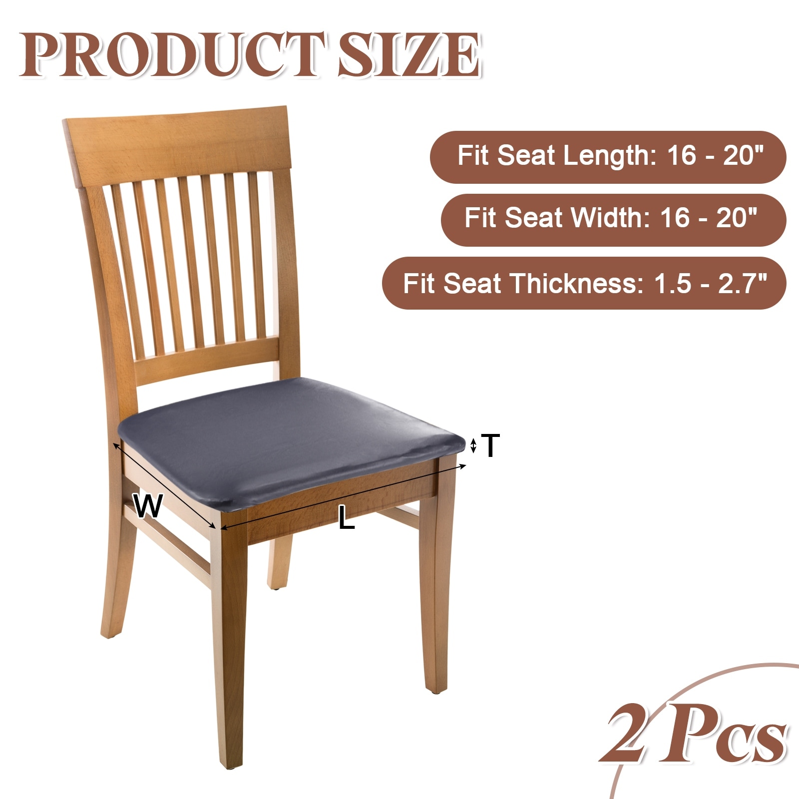 PU Dining Chair Seat Covers, Stretch Chair Cushion Slipcovers, Waterproof Seat Protector for Dining Room