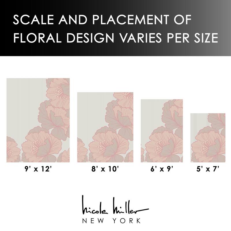 NICOLE MILLER NEW YORK Flora Grandeur Bloom Handcrafted Wool Area Rug
