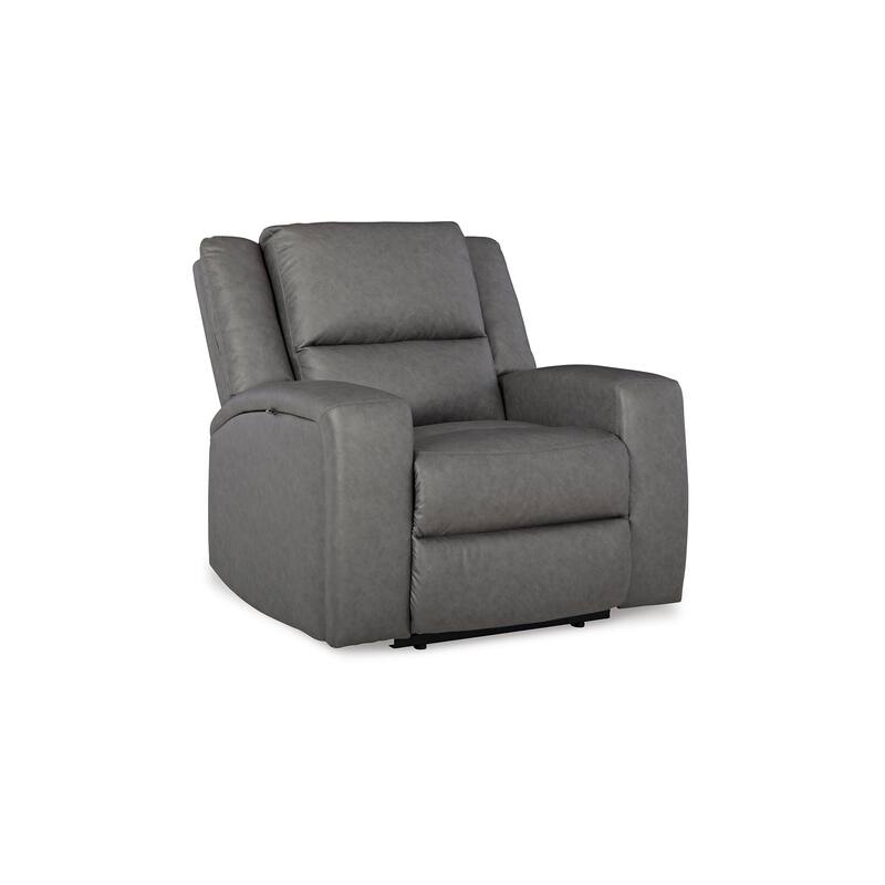 Vance Manual Recliner Chair, Gray Faux Leather, Pillow Top Headrest