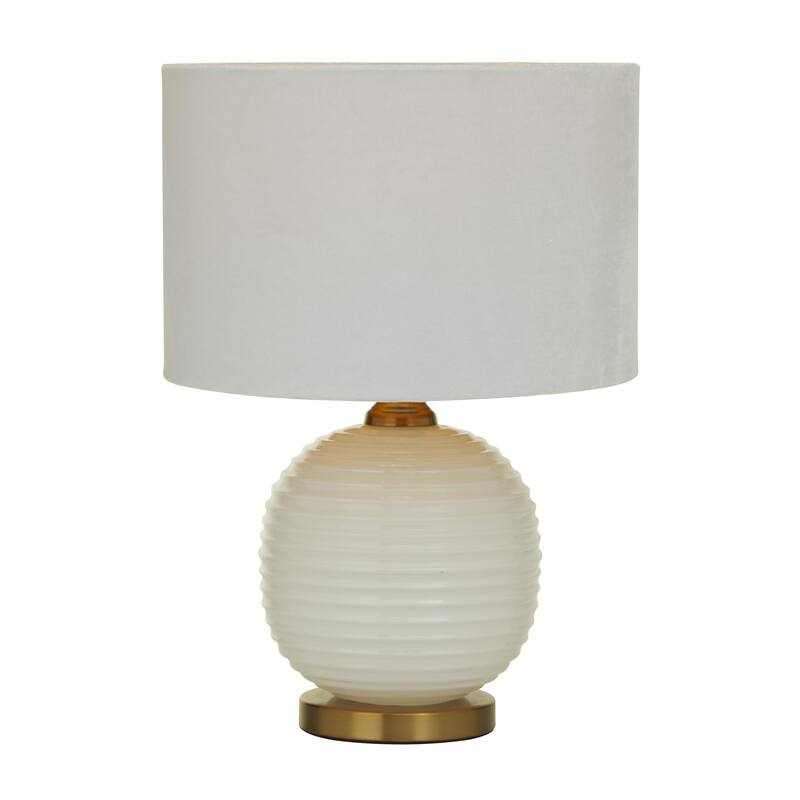 Glass Ribbed Room Table Lamp with Gold Accents - White - Roche River Decor - White