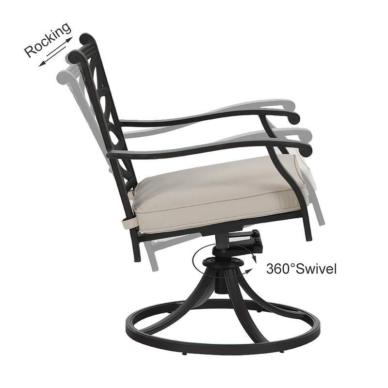 MAISON ARTS 7-Piece Cast Aluminum Patio Dining Set with Rectangle Dining Table & 6 Cast Aluminum Patio Chairs