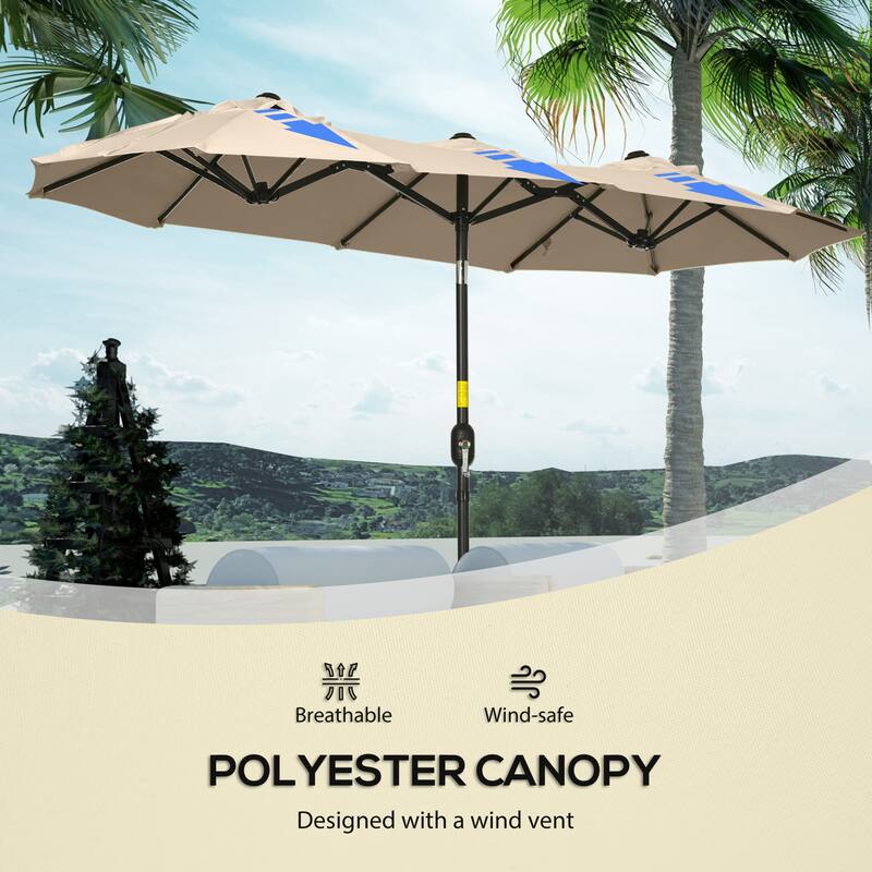 9.5FT Double-sided Outdoor Patio Umbrella with Tilt, Crank & Air Vents for Garden, Deck, Pool