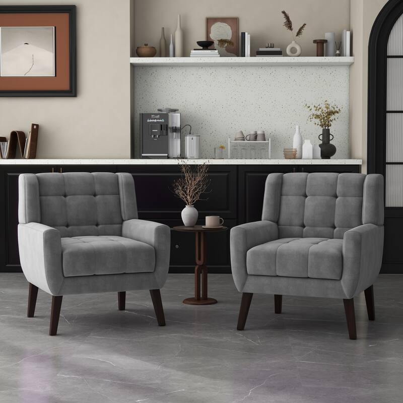Set of 2 Tufted Upholstered Accent Armchair
