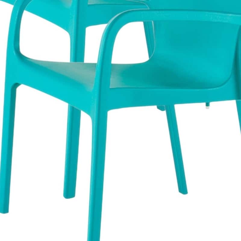 HomeRoots Set of Two Turquoise Heavy Duty Plastic Outdoor Stacking Dining Chairs