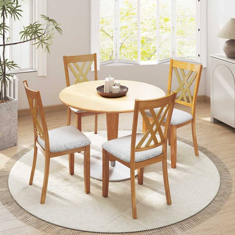 Costway 4 PCS Linen Fabric Upholstered Kitchen Armless Chairs with - See Details