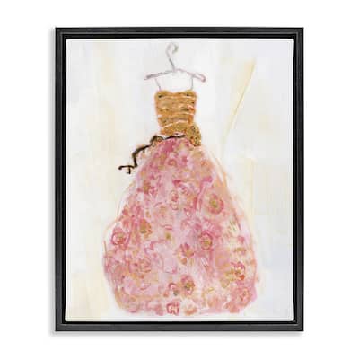 Stupell Classy Posh Pink Ball Gown Framed Floater Canvas Wall Art Design By Sally Swatland