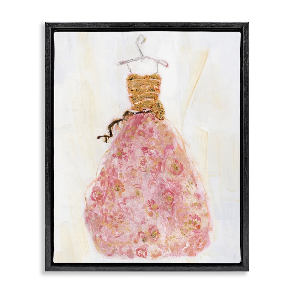 Stupell Classy Posh Pink Ball Gown Framed Floater Canvas Wall Art Design By Sally Swatland