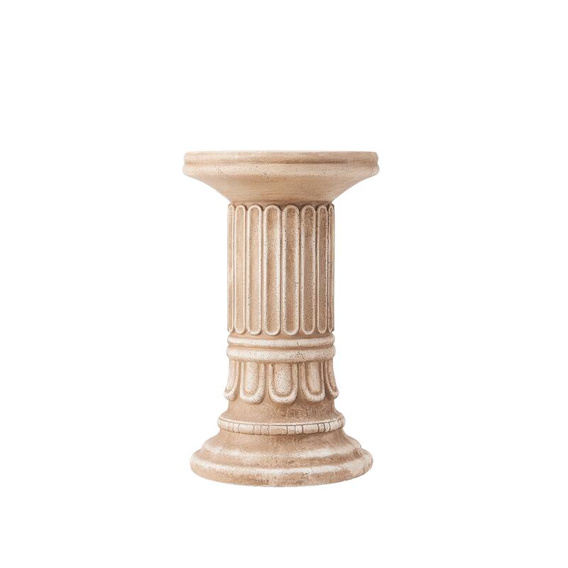 Christopher Knight Home - Ashmere Outdoor Handcrafted Greco-Roman MGO Pedestal Column Stand, Fluted Detailed Design - 19.25"H