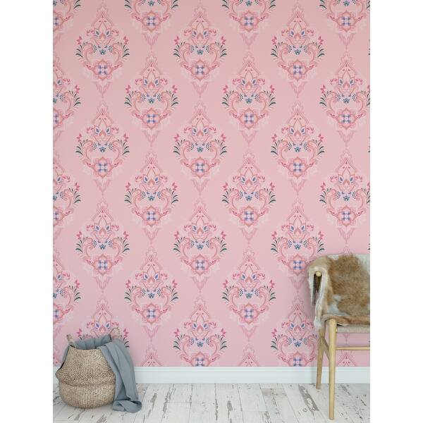 Shop Boho Damask Light Pink Peel And Stick Wallpaper By Kavka Designs 2 X 16 On Sale Overstock 31638231
