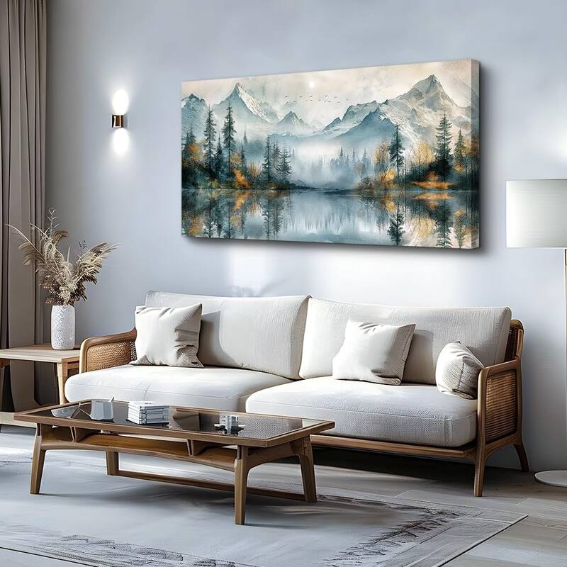 Lake View Forest Tree Landscape Wall Pictures - 20 x 40