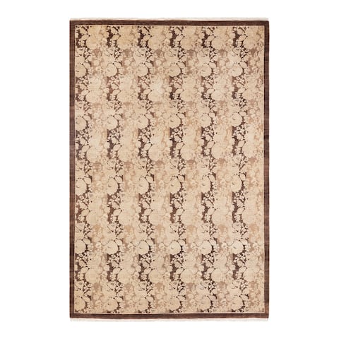 Overton One-of-a-Kind Hand-Knotted Traditional Abstract Mogul Brown Area Rug - 5' 2" x 7' 10"