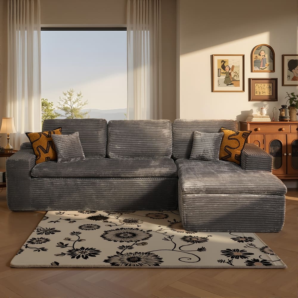 OVIOS No-Assembly L-Shaped Chaise Sofa