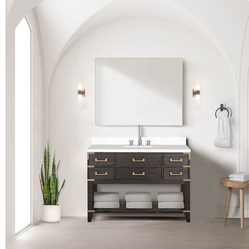 Norwalk 48 in W x 22 in D Black Oak Single Bath Vanity and Cultured Marble Top