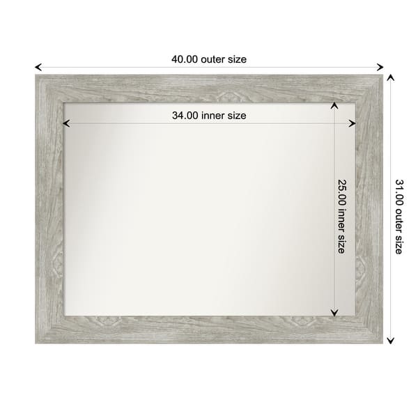 dimension image slide 93 of 113, Dove Greywash Framed Non-Beveled Custom Wall Mirror, Bathroom Vanity Mirror