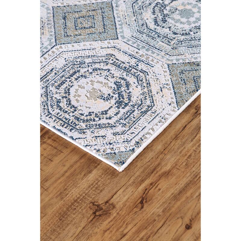 Crowford Vintage Oriental Style Rug, White/Silver, Accent Rug