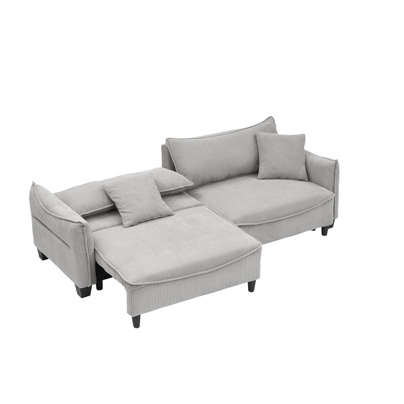 154.32" Corduroy Three-Seater Upholstered Sofa Bed
