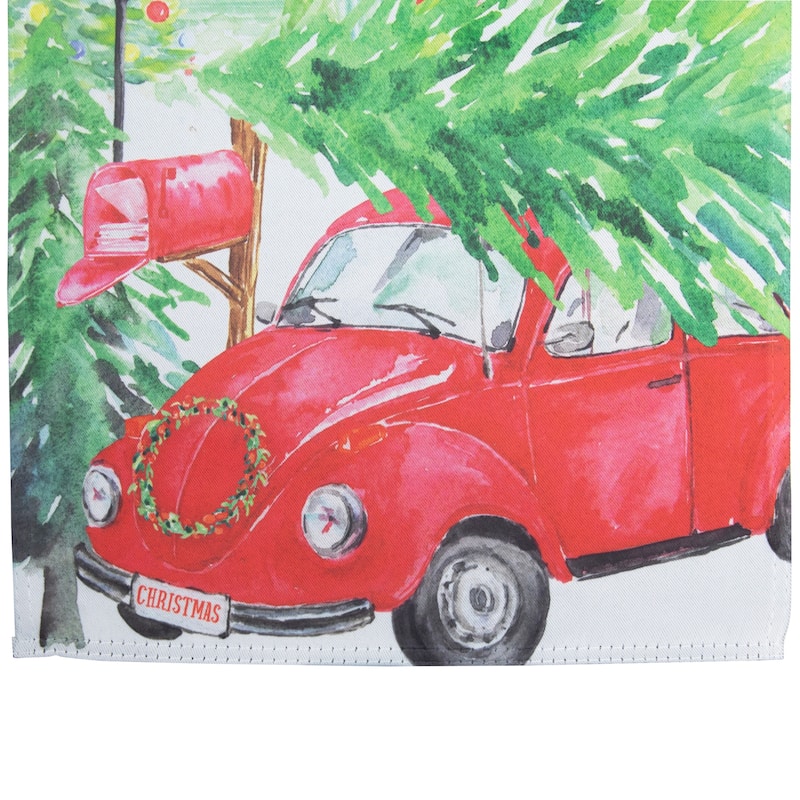 Red Car and Christmas Tree Outdoor Garden Flag 12.5" x 18"