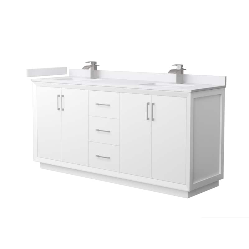 Wyndham Collection WCF414172D-VCA-UNSMXX Strada 72" Free Standing - White / White Cultured Marble Top / Brushed Nickel - Painted
