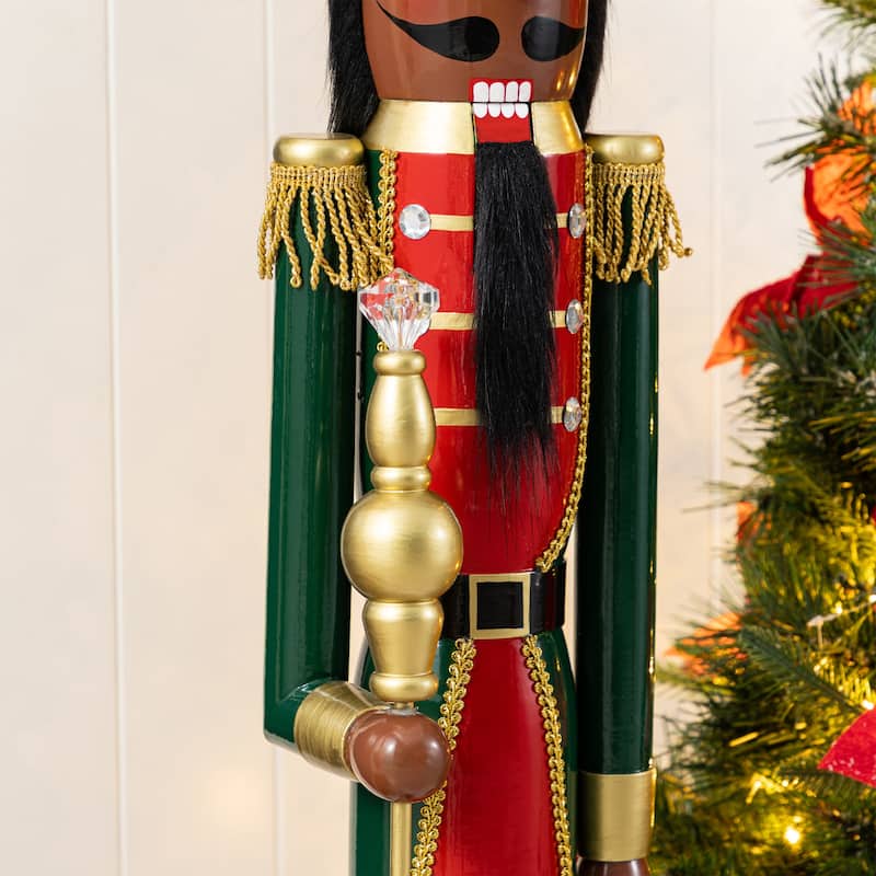 Glitzhome Wooden Christmas African King Soldier Nutcracker
