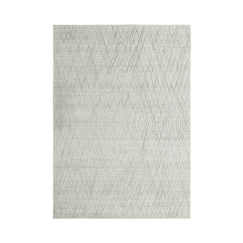 Hand Knotted Textured Gray, Tibetan Wool Modern Oriental Area Rug - 4' x 6'