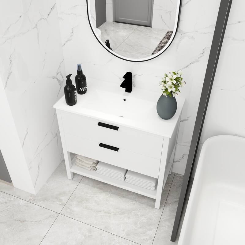 GDFStudio - Everett Modern Freestanding Bathroom Vanity with Dual Soft-Close Drawers