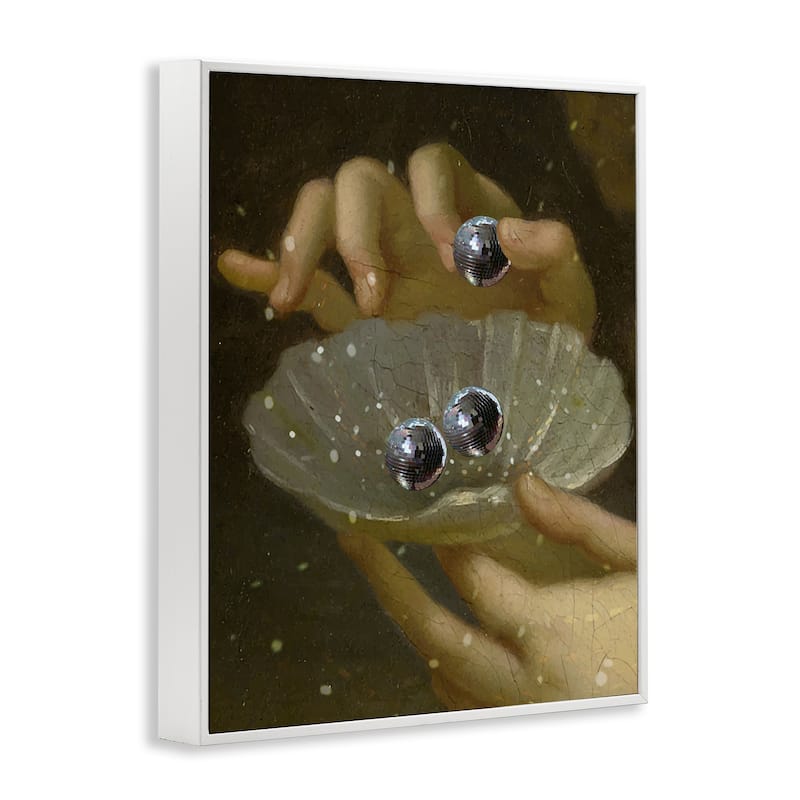 Stupell Classic Disco Clam Pearls Framed Giclee Art Design By Lil' Rue