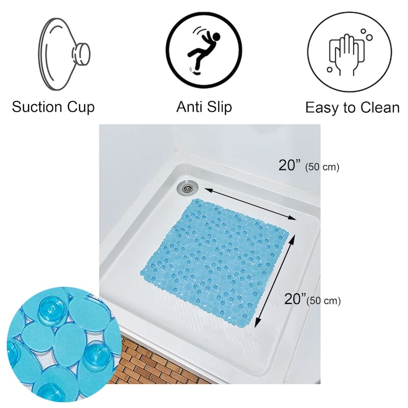 Bubbles Non-Slip Square Shower Mat 20 L X 20 W