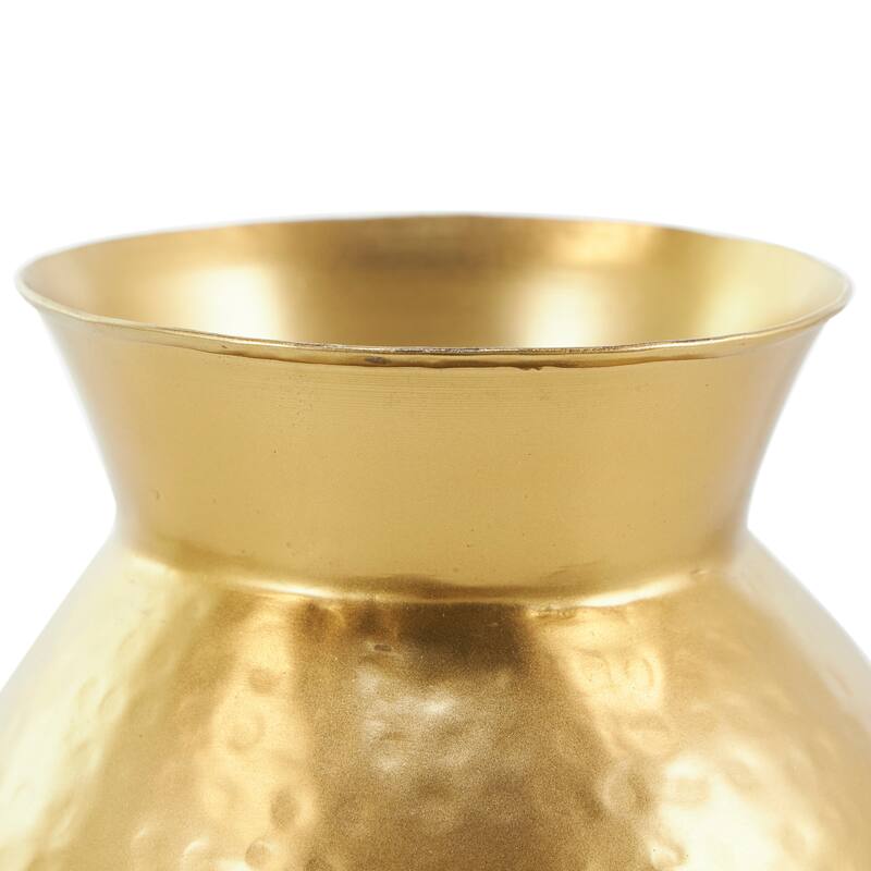 Gold Metal Hammered Spotted Decorative Vase