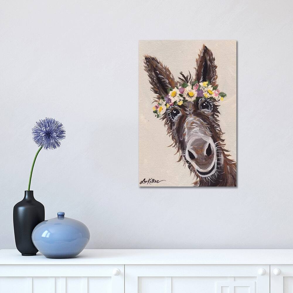 iCanvas "Donkey With Flower Crown" by Hippie Hound Studios Canvas Print