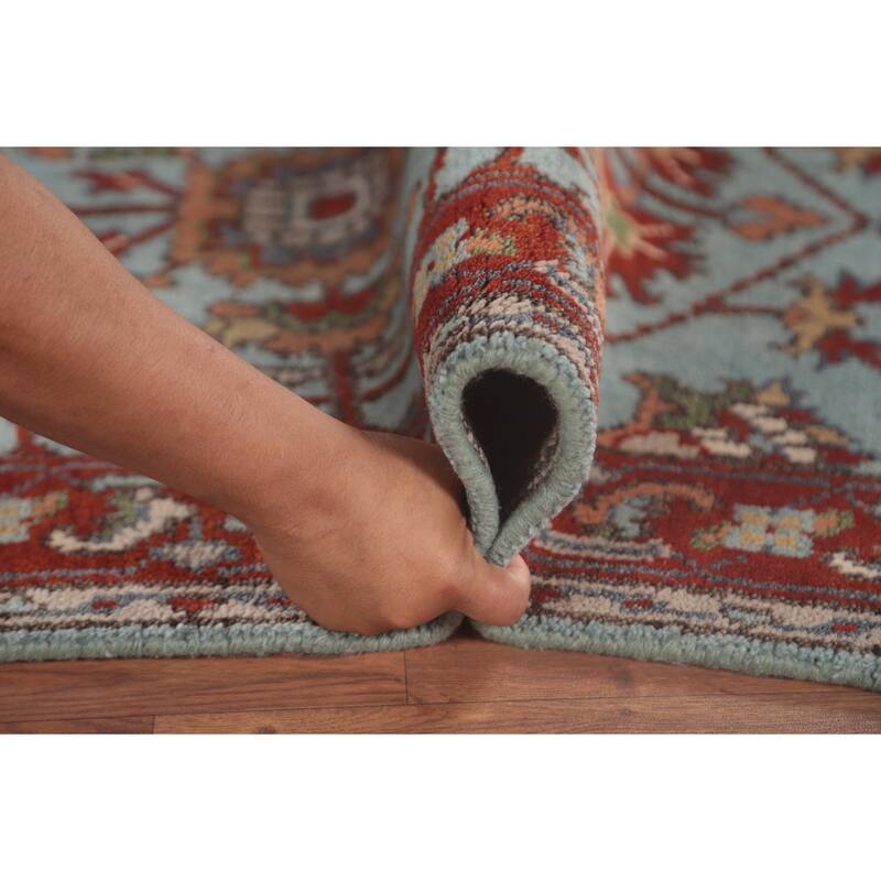 Light Blue Oushak Oriental Foyer Rug Hand-Knotted Wool Carpet - 2'11" x 4'11"