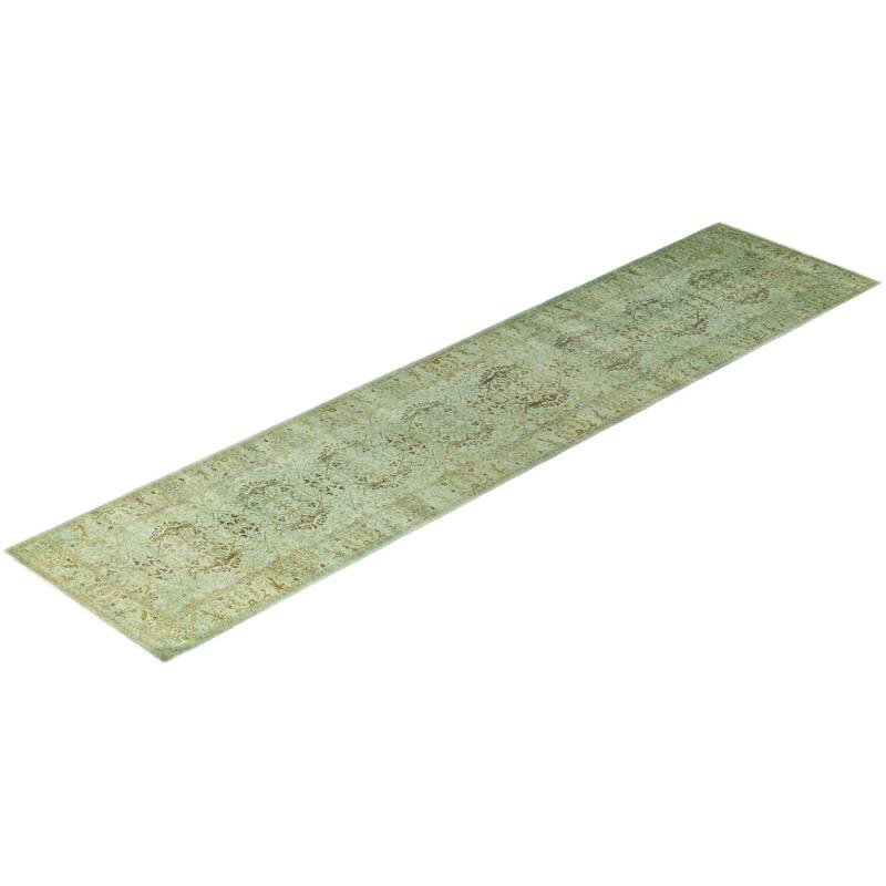Overdyed One-of-a-Kind Hand-Knotted Area Rug - Green - 2' 8" x 11' 5"