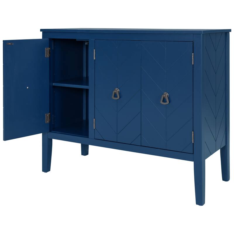 37" MDF Rustic with Adjustable Shelves - Solid Pine Legs & Metal Handles