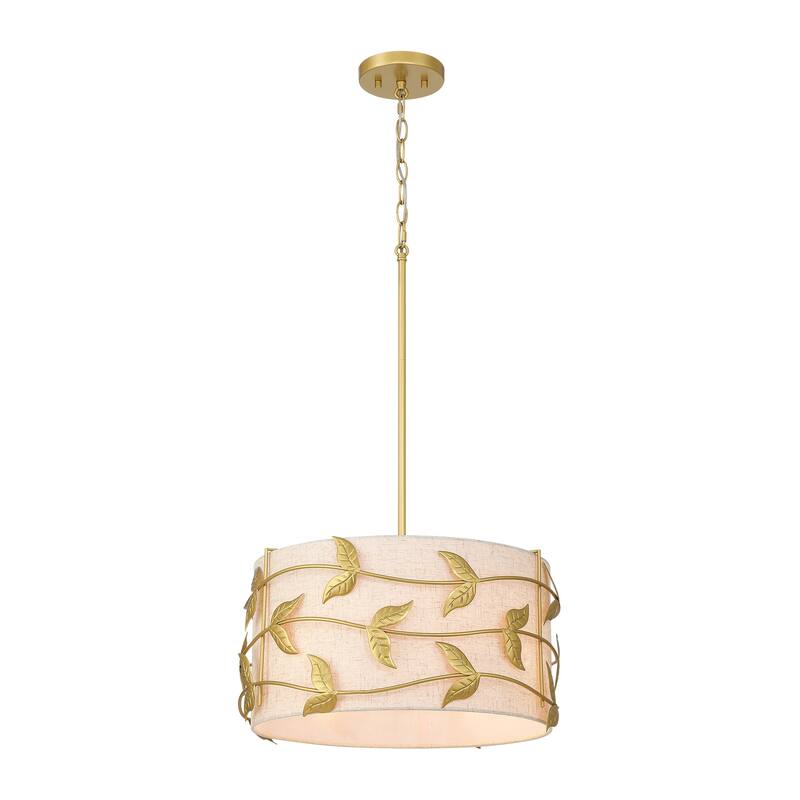 Acroma 4-light Gold/Black Ceiling Cotton Drum Light